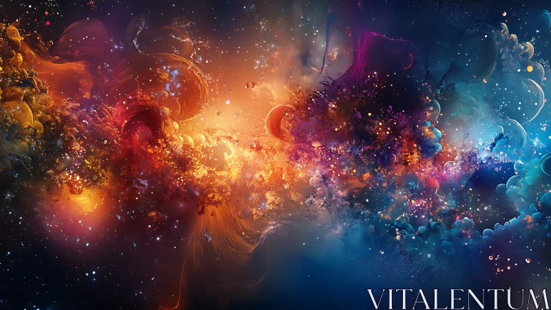 Cosmic color storm swirling through a dreamy night sky.