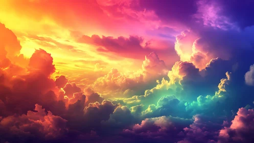 Cloud kingdoms ignite as a rainbow sunset rewrites the sky