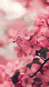 Pink blossoms in soft focus with selective depth of field.
