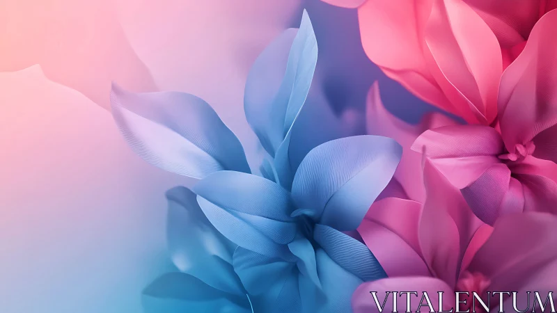 Blue and Pink Florals in Dreamy Digital Harmony
