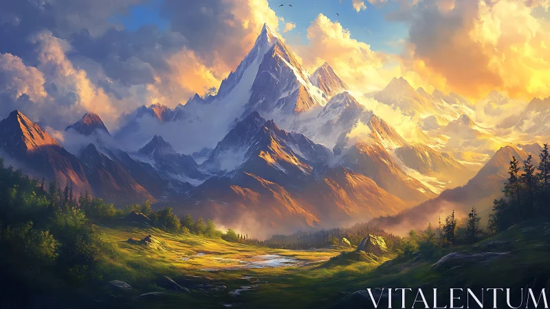 Sunlit mountain valley inviting quiet moments of wonder.