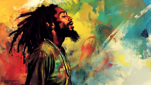 Profile portrait of dreadlocked singer in expressive color field