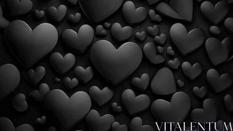 Black Heart Composition. 3D Dimensional Love Symbol.