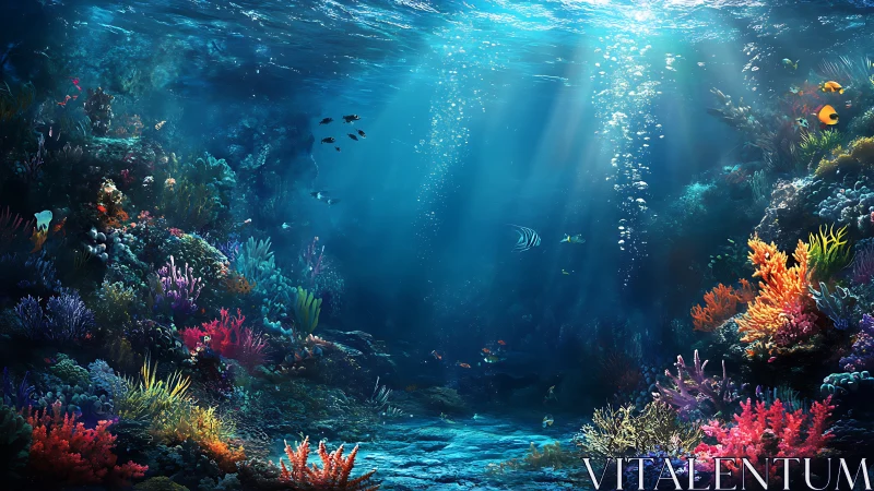 Sunlit coral kingdom where quiet ocean colors bloom.