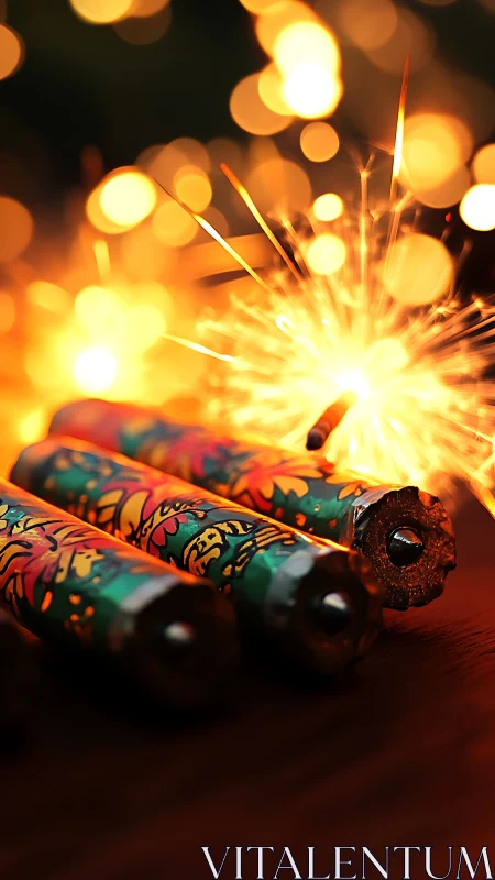 Colorful firecrackers ignite amid intense bokeh light field