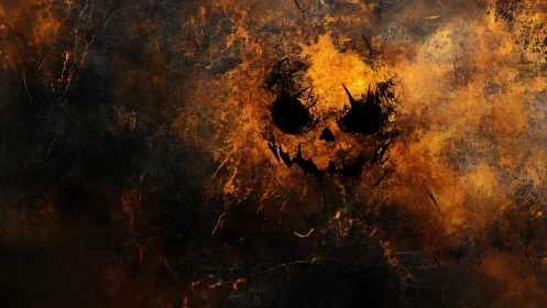 Burnt Ember Jack O&rsquo;Lantern Grin in Smoky Nightfall Storm.