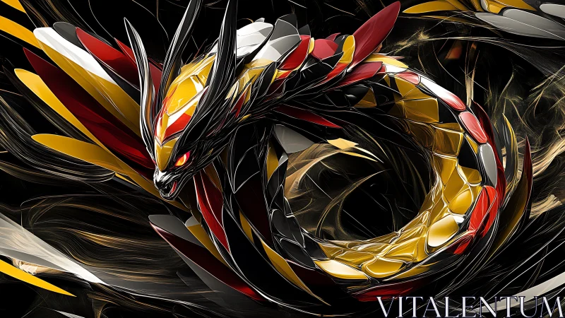 Helical draconic construct with laminated chromatic armor coils.