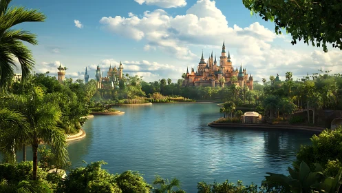 Enchanted Castle Dreams Rise Through Golden Towers.