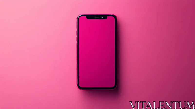 Smartphone Mockup Against Magenta Gradient Background.
