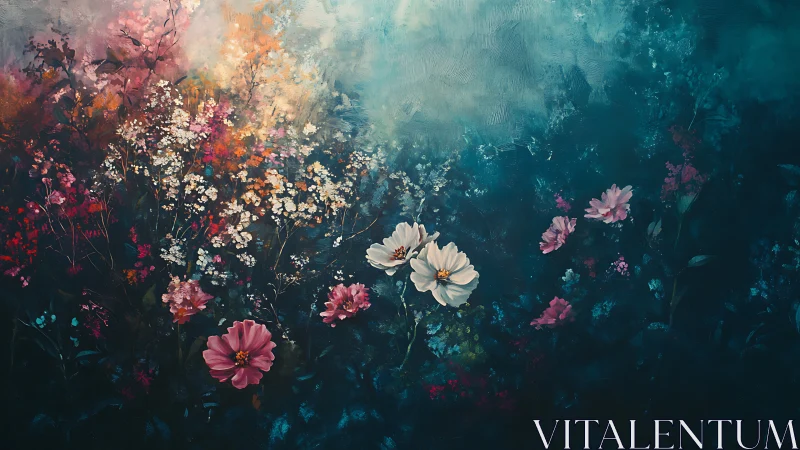 Midnight Garden Symphony: Flowers Dance Through Twilight's Ethereal Glow