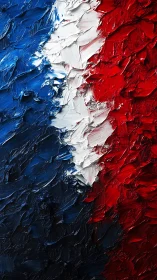 Impressionistic tricolor storm in bold sculpted brushstrokes.