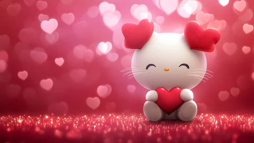 Whisker-Faced Love: A Kawaii Cat's Heartfelt Valentine Moment.