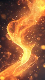 Volumetric Particle Flow: Radiant Golden Ribbon Dispersion Study