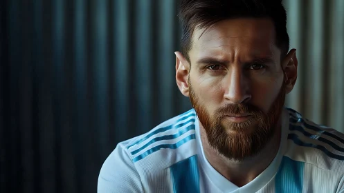 Steely gaze carves quiet intensity into striped silence