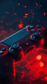 Gaming Controller with Smartphone Under Red Neon Illumination