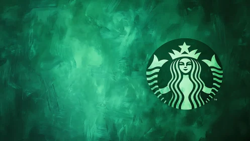 Starbucks siren emblem on textured emerald backdrop.