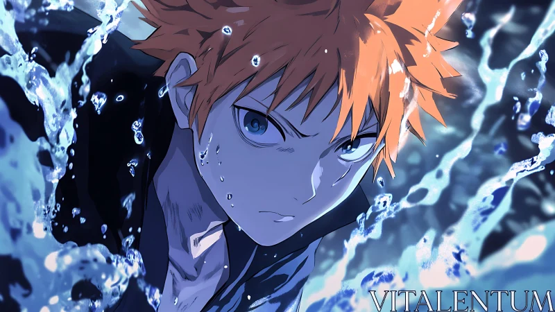 Storm-eyed swimmer carves through electric-blue water