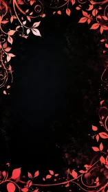 Scarlet vine borders curl around midnight velvet space.