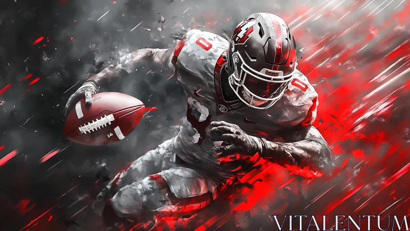 Digital rendering shows football player running with ball