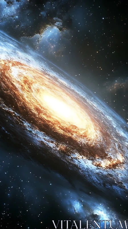 Rotating spiral galaxy with bright central stellar core.