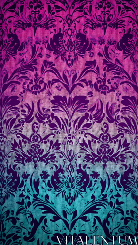 Gradient damask wallpaper with ornate floral symmetry.