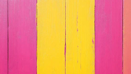 Vibrant pink and yellow painted wooden planks form bold stripes