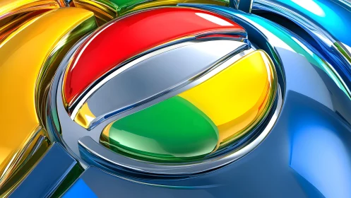 Chrome Browser Logo in Vibrant 3D Abstract Digital Art Style.