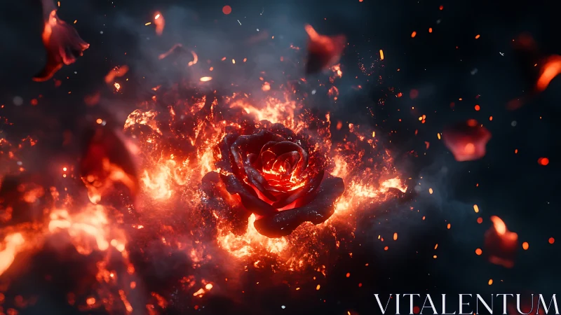 Rose Ablaze: Passion Ignites in Inferno.