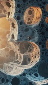 Honeycombed nebula tunnels drift through molten starlight.