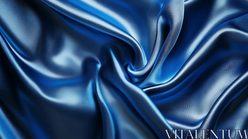 Undulating Blue Silk Fabric: Luxe Material Study.