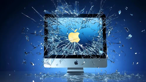 Fractured monitor display captures dynamic shattering effect in 3D