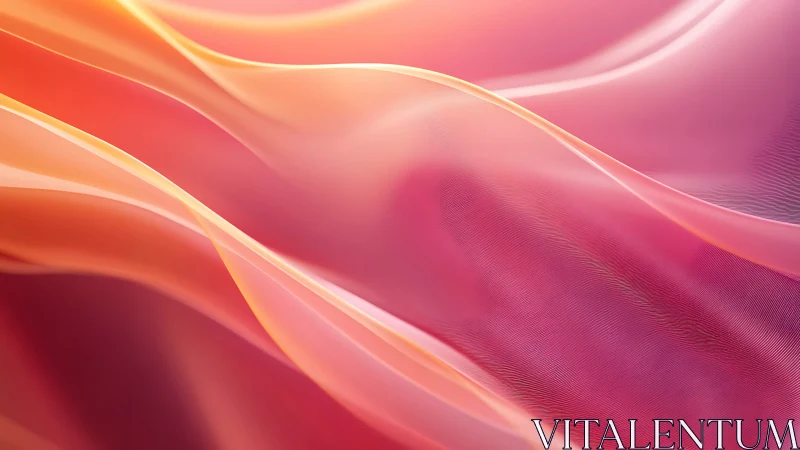 Luminous pink and orange waves flow in a serene abstract field