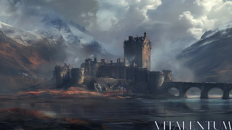 Storm-kissed mountain stronghold guarding a haunted bridge.