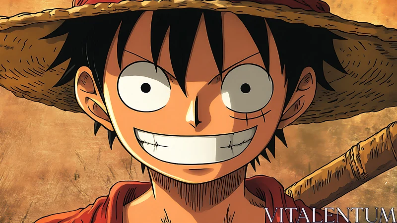 Straw hat character portrait uses bold linework and shading