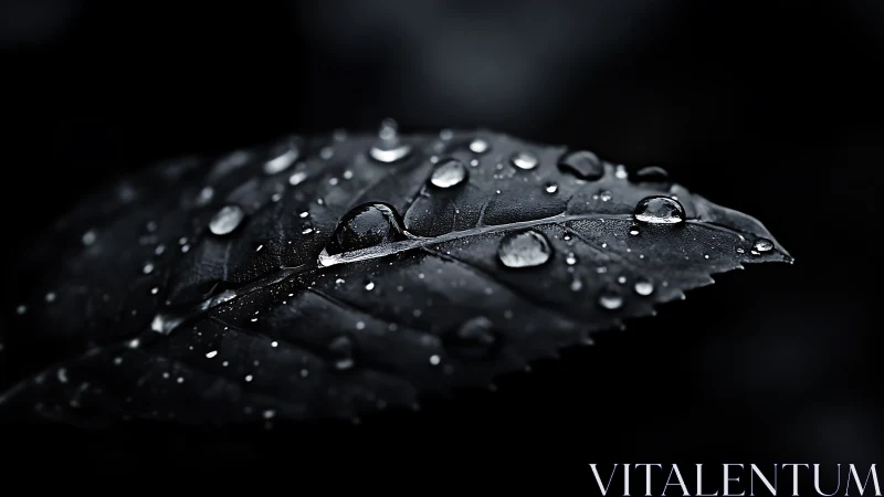 Midnight leaf cradling raindrop constellations in silence.