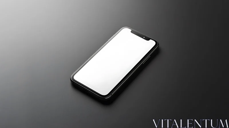 Sleek Black Smartphone with Glowing Blank Screen
