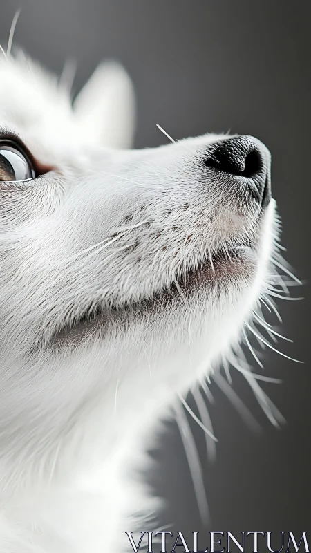 Curious white pup tilts its nose toward invisible wonders