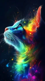 Luminous Cat: A Cosmic Journey of Color and Light.