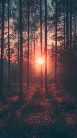 Burning Dawn Cuts Through Silent Forest Sentinels