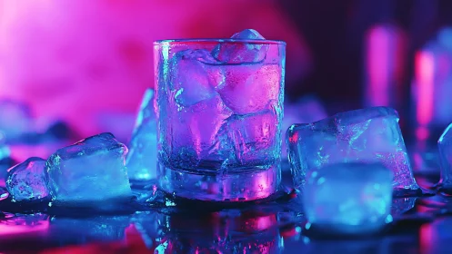 Neon Dreams in Glass: Ice and Light Dance.