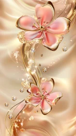 Luxe Floral Cascade: Pink Orchids and Gold Accents.