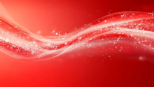 Abstract Red Wave Background with Sparkling White Light Effects.