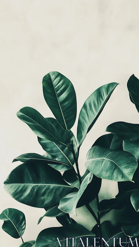Glossy rubber plant leaves quietly script a minimal daydream