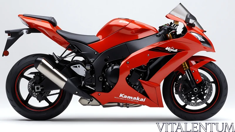 Sleek red sport motorcycle ready for bold city adventures.