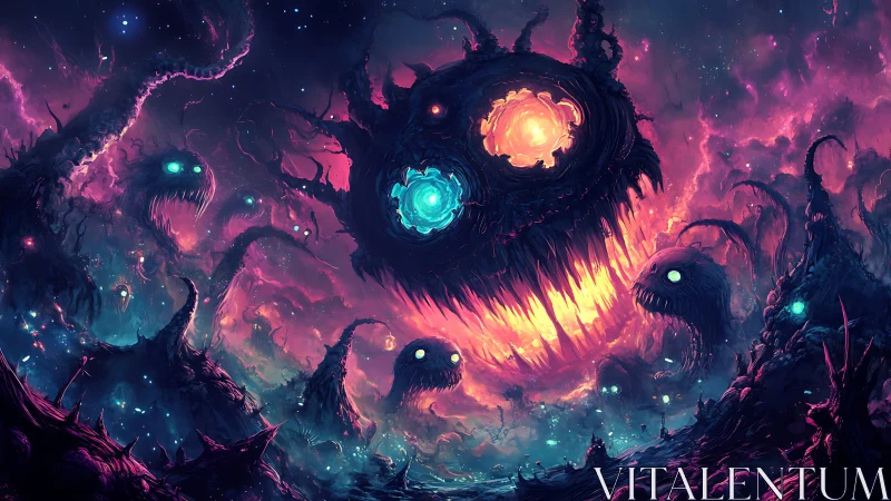 Cosmic void leviathan with bioluminescent vortex cores.