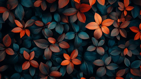 Vibrant orange and teal leaves create a calming forest dream