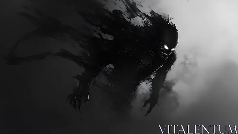 Voidborn shadow fiend drifting through fractured moonlit fog.