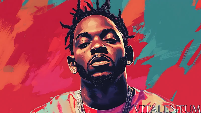 Portrait of male figure in stylized digital illustration.