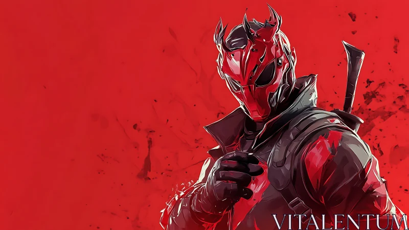 Red revenant rogue in demon mask stalks the battlefield.