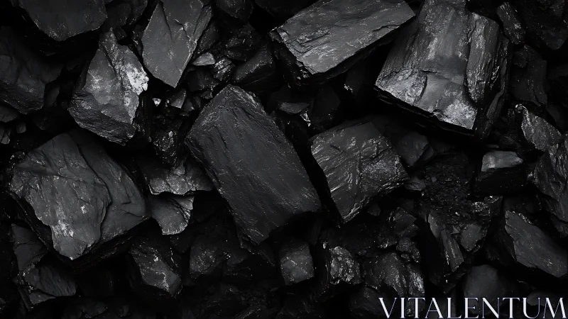 Coal chunks form dense glossy black industrial texture.